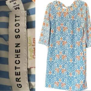 Gretchen Scott Designs Dress Blue & Orange Casual Pockets Sz M